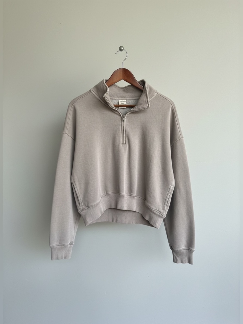 PINK Victoria's Secret Half-Zip Sweatshirt in Light Taupe